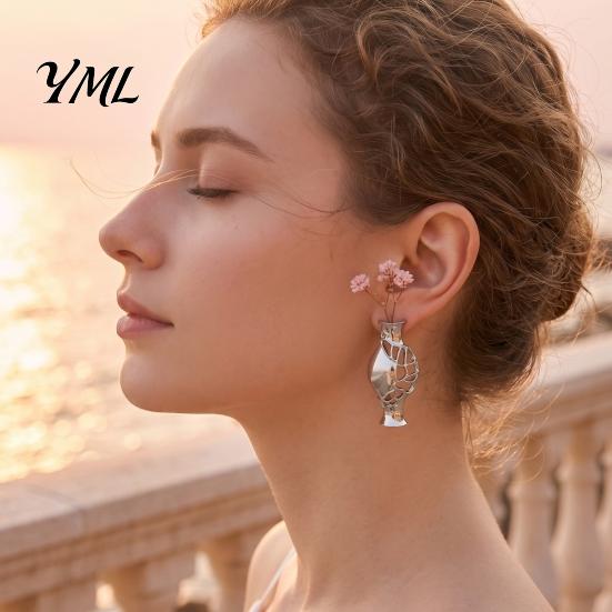 Hollow Vase Earrings 1 Pair Flower for Women, Retro Metal Shape Unique Lightweight Alloy Earring Earrings, DIY Bouquets Floral Holder Jewelry Wedding