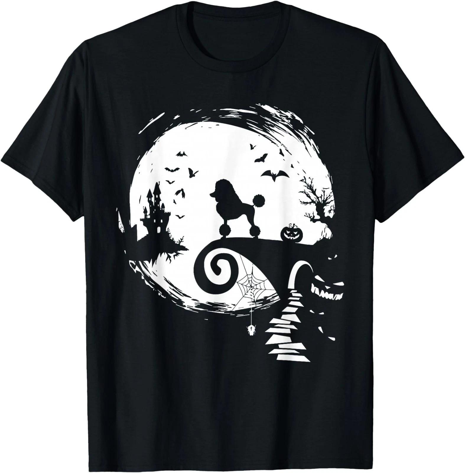 Poodle Dog And Moon Halloween Costume Dog Lover Funny T-Shirt 2XL