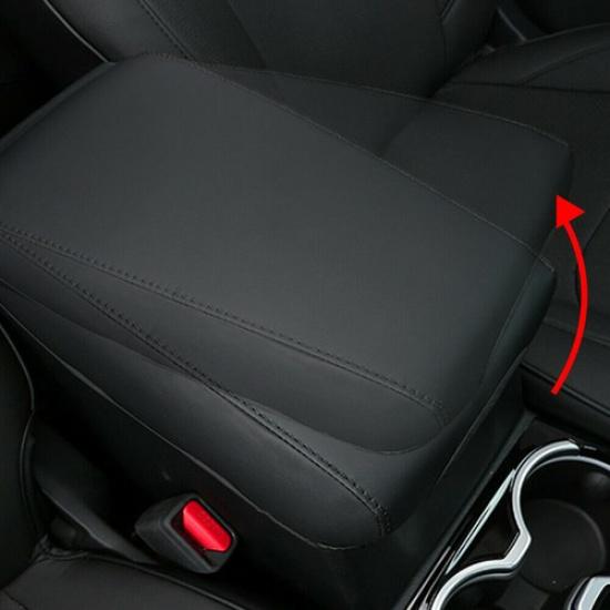 For Jeep Wrangler 2018- Center Console Lid Leather Armrest Pad Cover Black