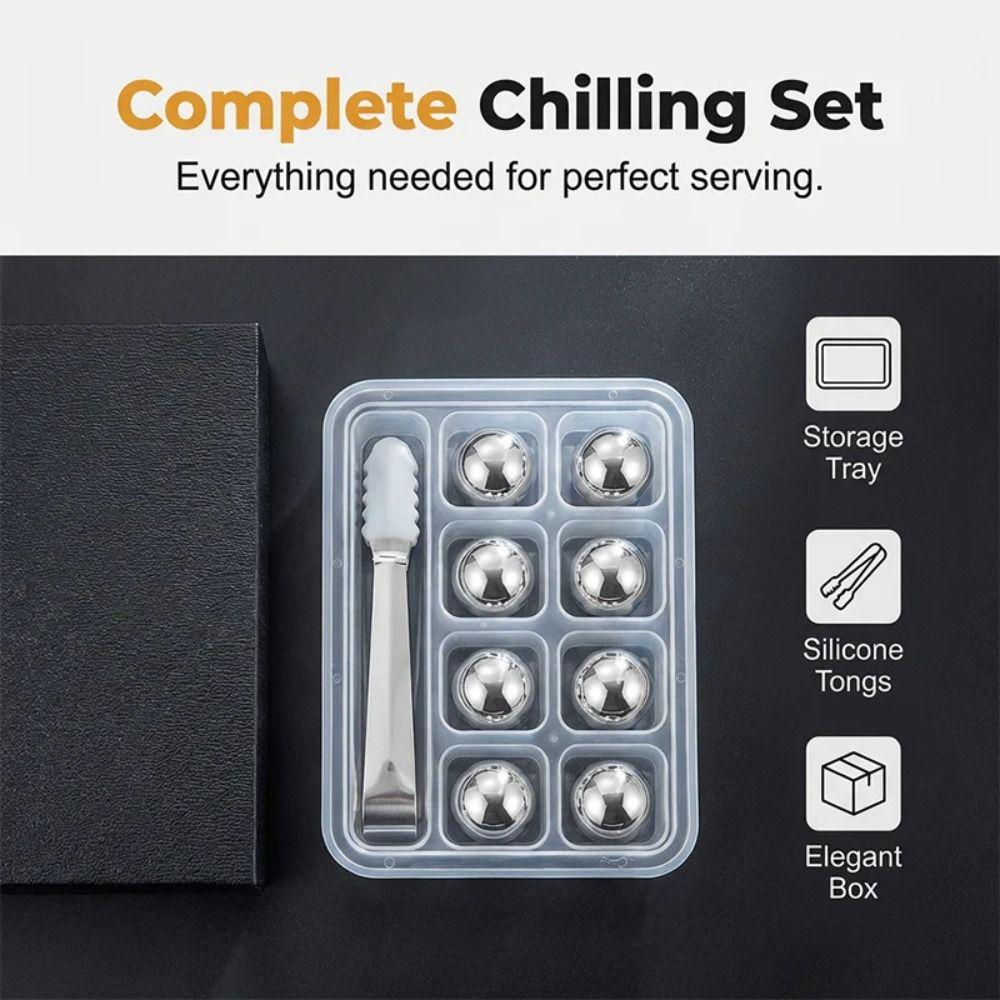 25mm Stainless Steel Ice Cubes Ball Reusable Whiskey Stones Set New Spherical Steel Ice Cubes