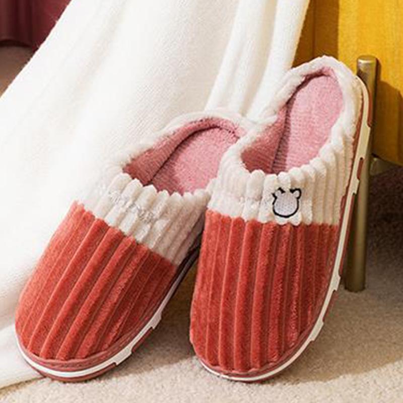 Fashion Smile Pop Women's Home Slippers Spring And Autumn Warm Non-slip Plush Soft Cotton Slippers Men Winter Couple Cotton Slippers