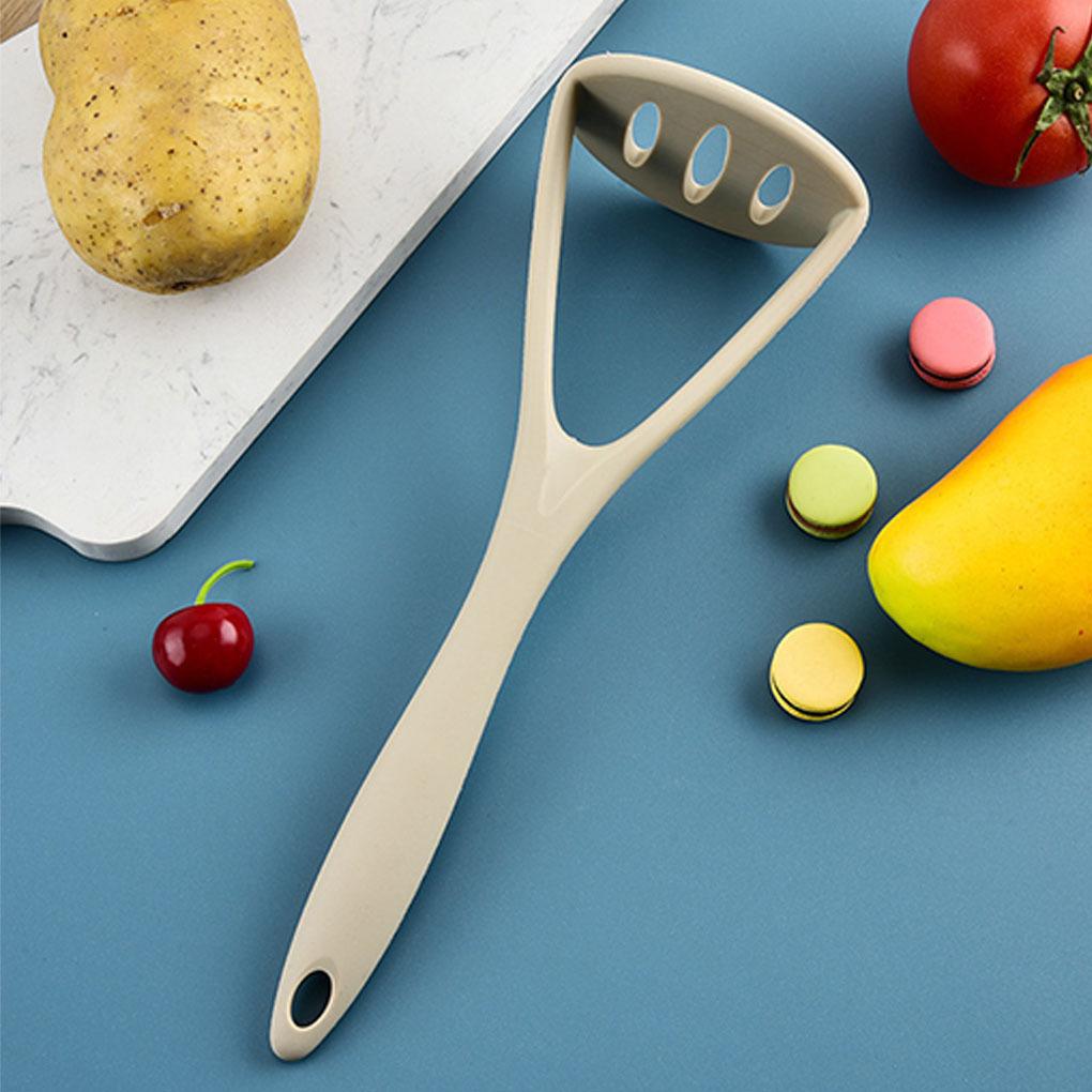 [2 piezas] Juego de machacador de patatas de silicona, herramienta para machacar integrada en caqui y negro.