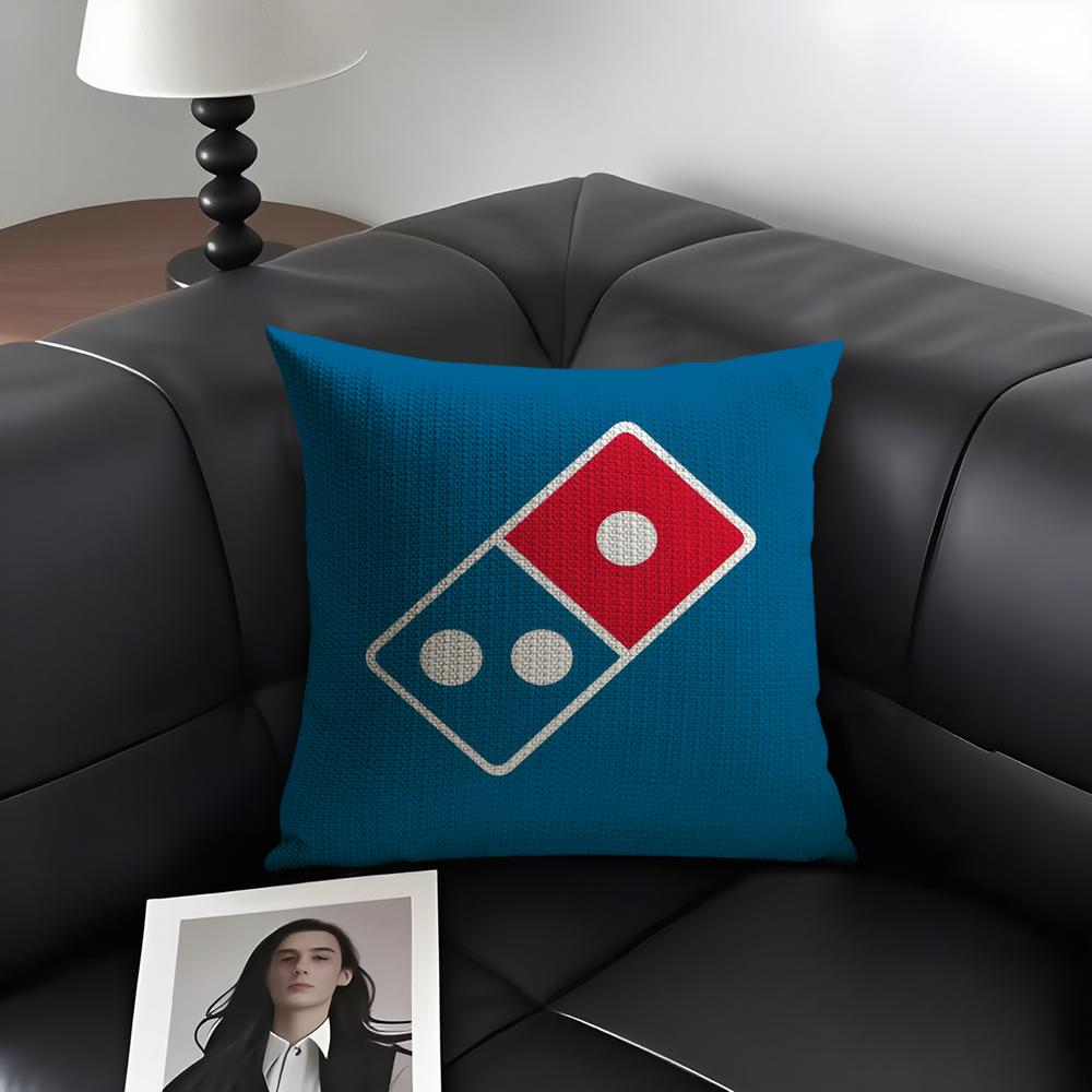 D-Domino'S Pizza Brand Cushion Cover Natural Linen Organic Fabric Double-Sided Printing Sofa Home Decor Gift Pillow Case