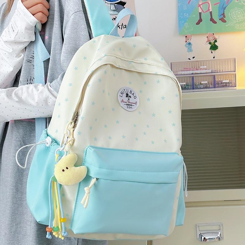 Schoolbag Japanese ins Small fresh and sweet schoolbag Fashion versatile Middle school student backpack Large capacity lightweight backpack