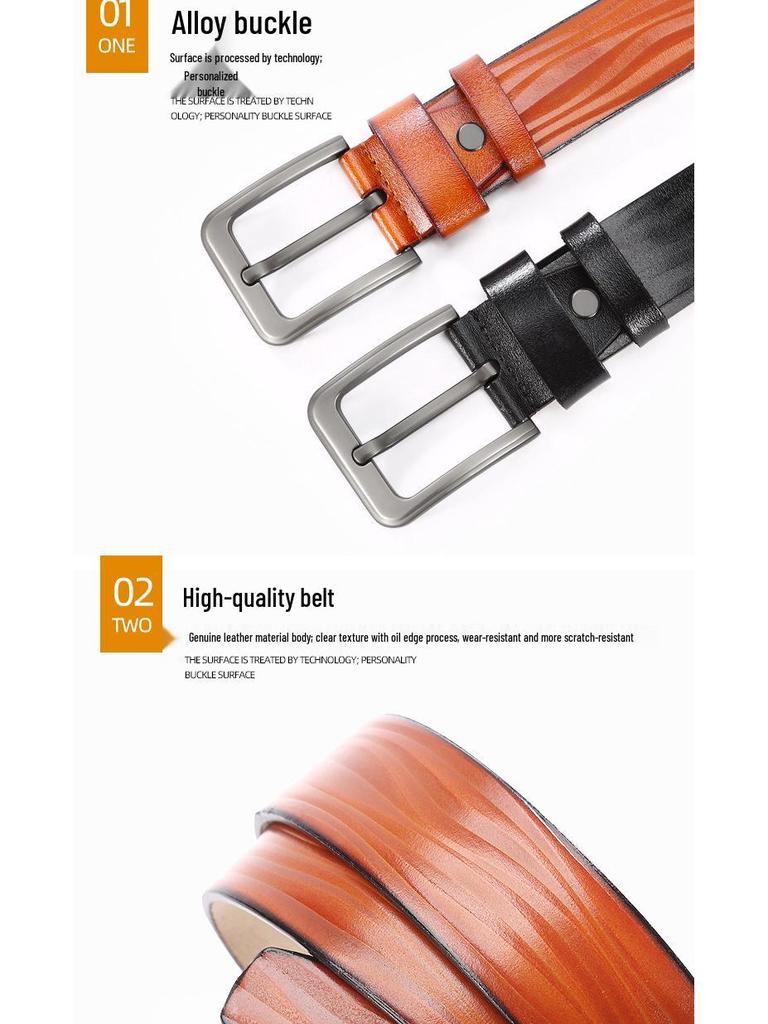 Men's Fashionable Genuine Leather Pin Buckle Belt - Versatile Cowhide Jeans Accessory