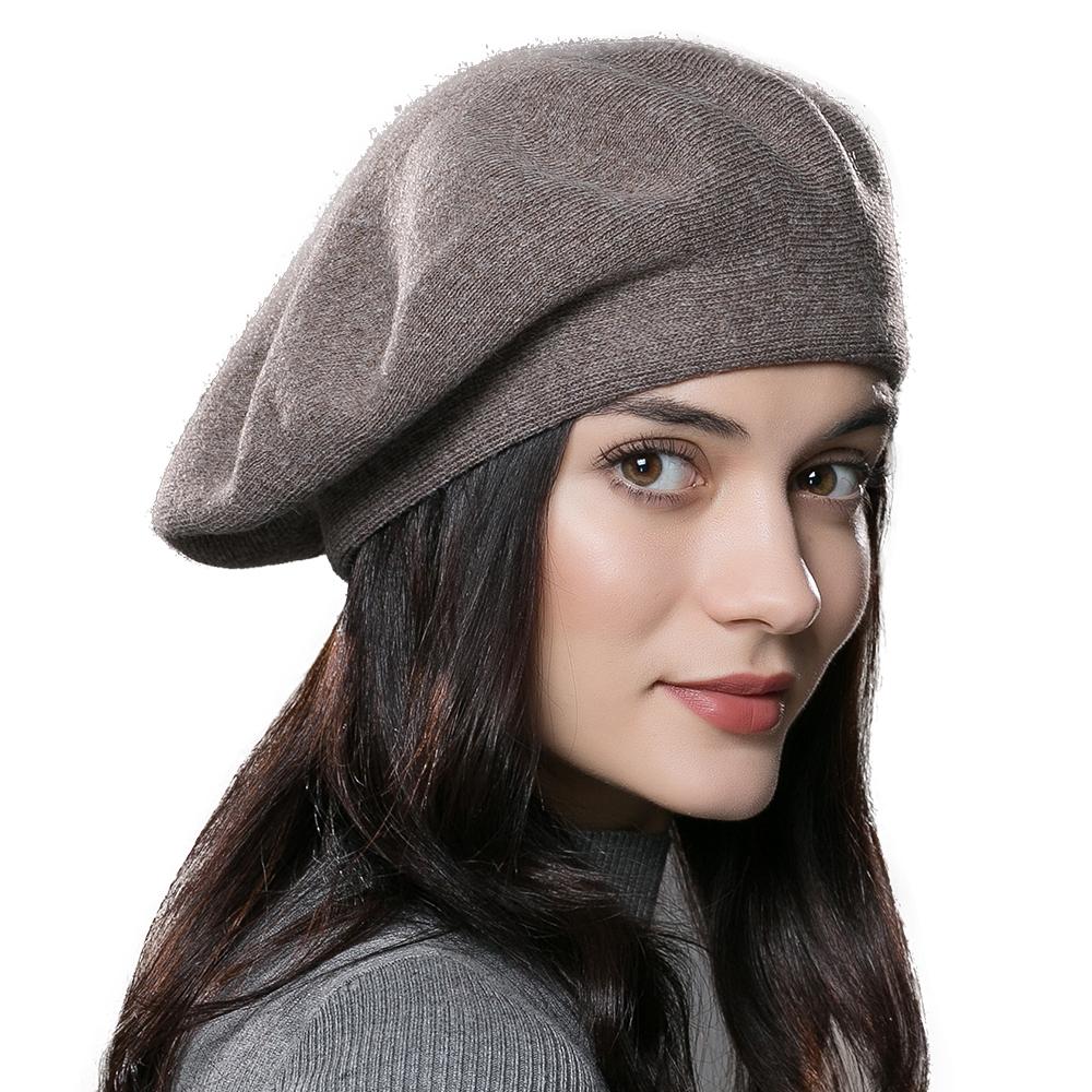 Womens Winter Beret Hat Knitted Beanie Cap Autumn Winter Hat French Classic Beret