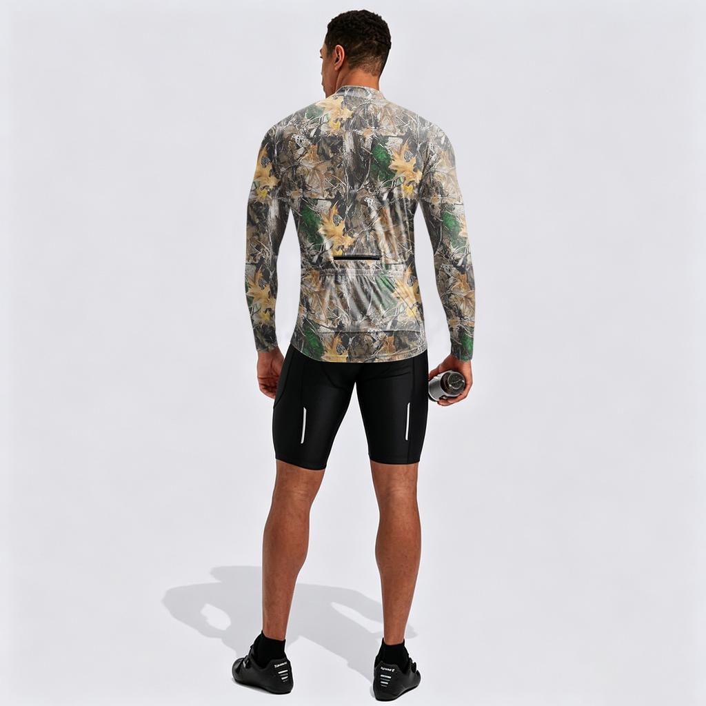 Herren Langarm-Radtrikot mit Print Reißverschluss Atmungsaktiv Schnelltrocknend