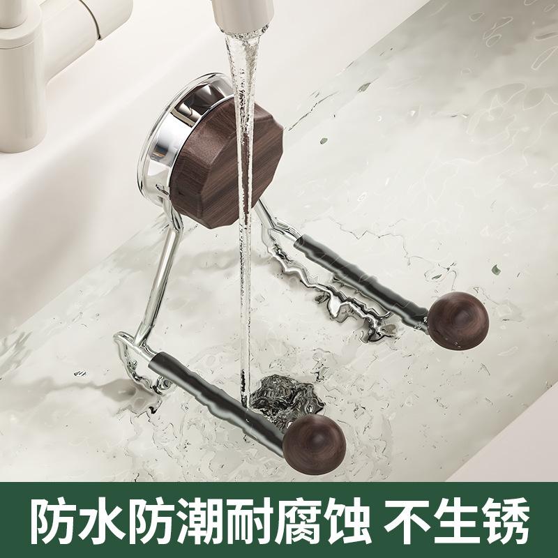 Suction cup Hair dryer holder Walnut pattern Wall mounted bathroom Bathroom Hair dryer Storage rack