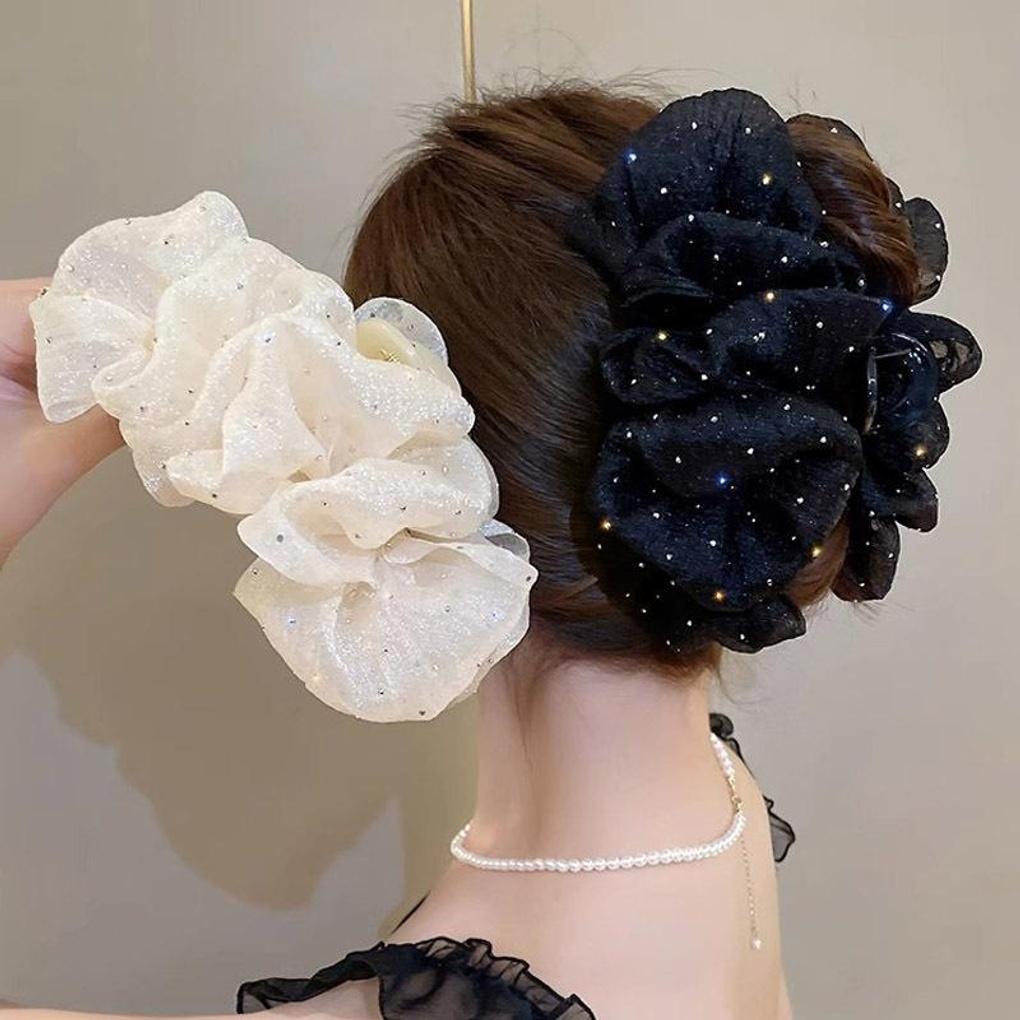 Women's Pleated Cubic Hairpin Big Size Hair Clip Hairpin
