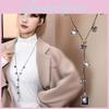 Elegant Korean Style Long Crystal Sweater Necklace For Women With Geometric Design