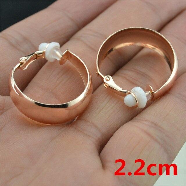 Clip On Earrings Fashionable Jewelry Women Non Pierced Chic Accessories Rose Gold Tone Loop Big Circle Statement Exaggerated Personality Ladies