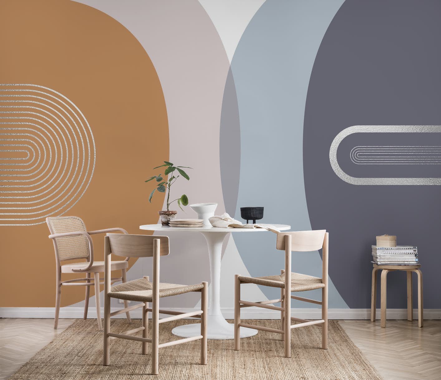 Гобелен с круглым узором и принтом в современном стиле — фото 25