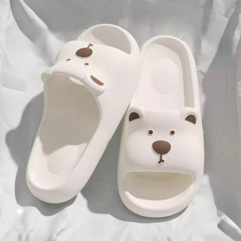 Soft Sole Cartoon Slippers Cartoon Design Thick Sole Slippers Practical Indoor Flip Flops  For Kids