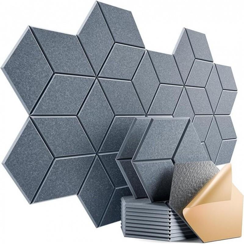 12Pcs Self-adhesive Hexagonal Acoustic Panels Acoustic Foam Panels Y-shaped Liner Design Absorbs Noise and Eliminates