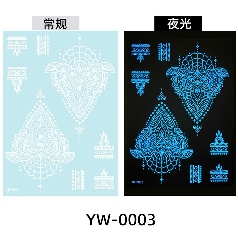 Glow In The Dark Indian Lace Tattoo Stickers - Henna Style Hand Body Art