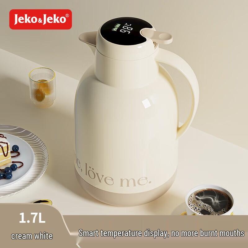 

JEKO&JEKO 1.7L Digital Display Glass Liner Thermos