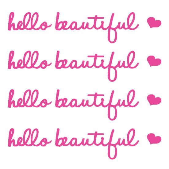 Sada 4ks nálepek na zpětná zrcátka Hello Beautiful Letters Self Afirmace Reflexní růžové vinylové samolepky na auto pro ženy