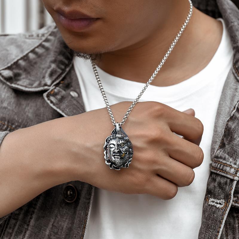 Necklace Buddha and Demon's Thoughts Necklace Year of the Zodiac Retro Men's Pendant