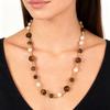 Natural Tigers Eye Stone And Pearls Beaded Necklace Handcrafted Sturdy Hand strung Beaded Necklace For Elegant Occasions