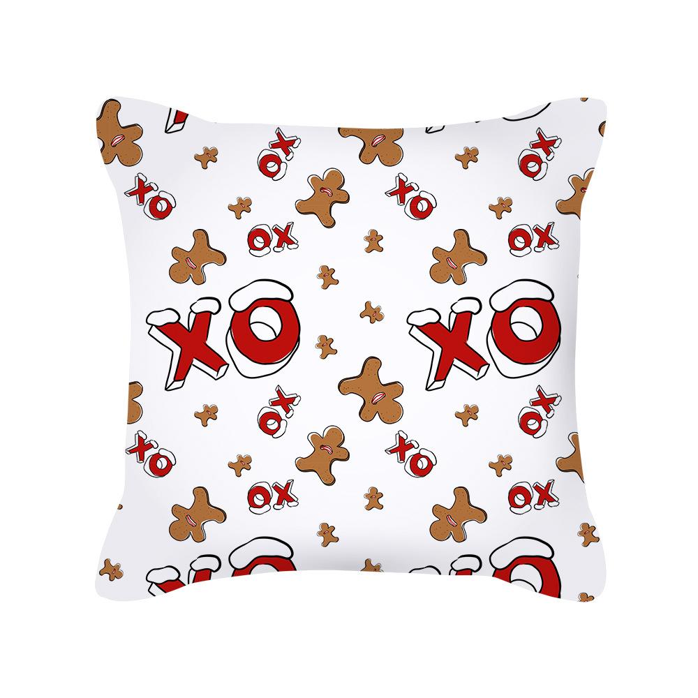 Nordic Style Christmas Pillow Cover Peach Skin Cartoon Santa Claus Office Sofa Cushion Cover Home