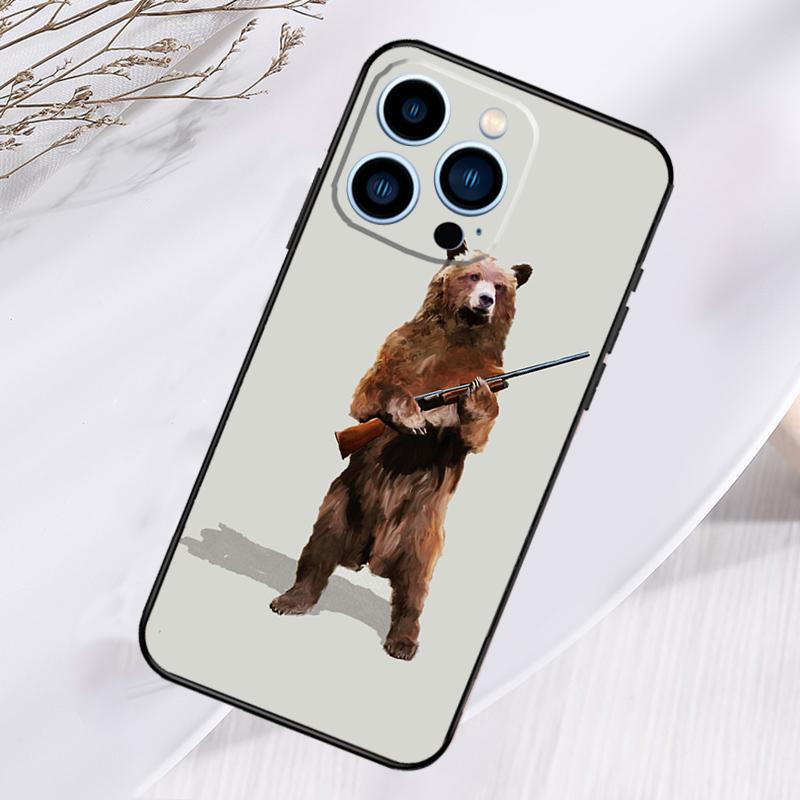Cartoon Grizzly Bear Phone Case For iPhone 17 Air 16 15 14 13 11 12 Pro Max Plus 12 13 Mini 16e 17 Pro Max Cover