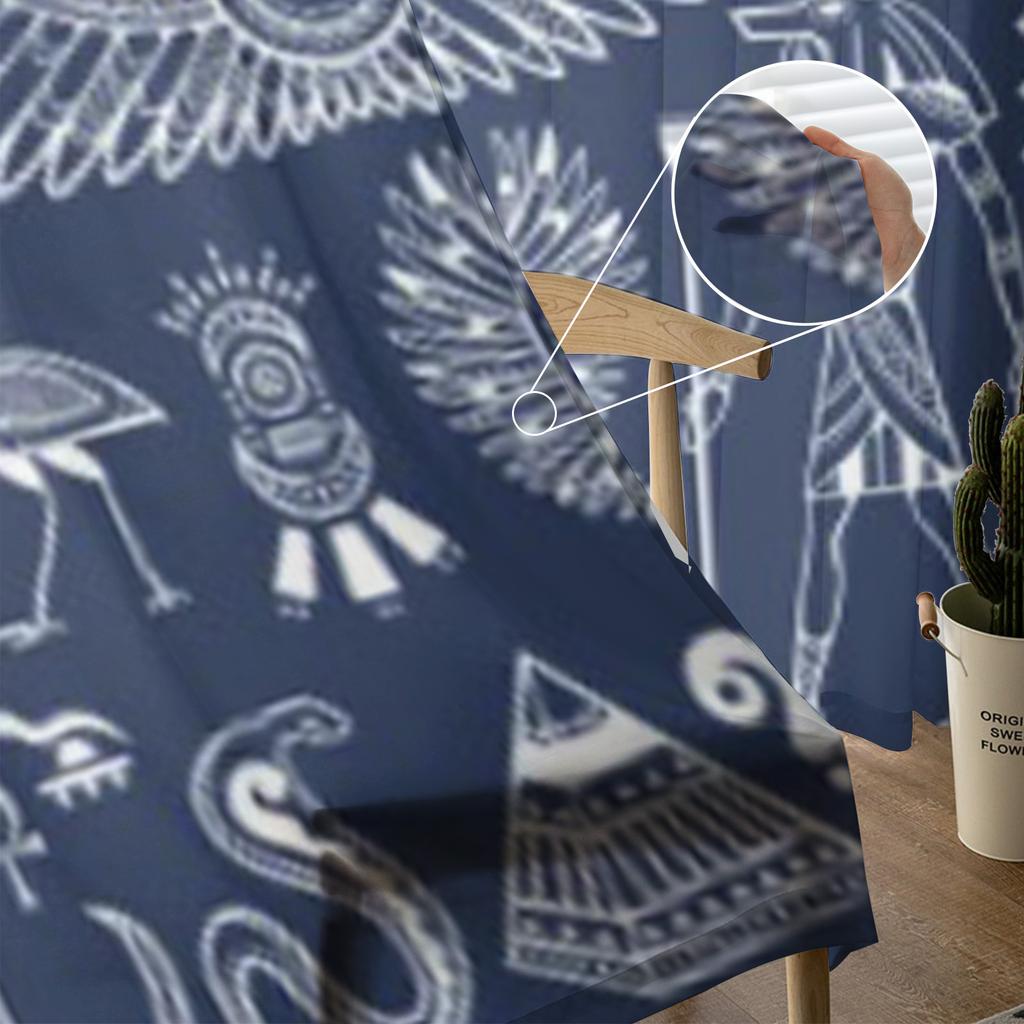 Set av Vektor Isolerade Egypten Symboler och Föremål Chiffong Skira Gardiner Vardagsrum Sovrum Dekor Fönster Voiler Tyllgardin