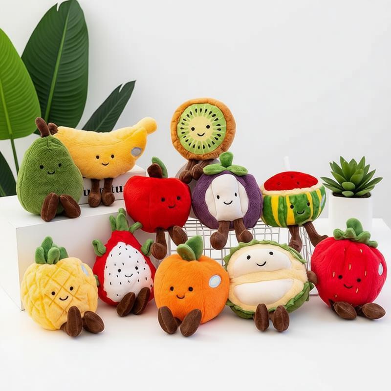 Cute Pineapple Dragon Fruit Plush Toys Lovely Lemon Peach Pitaya Pumpkin Stuffed Toy Soft Apple Persimmon Watermelon Carrot Doll