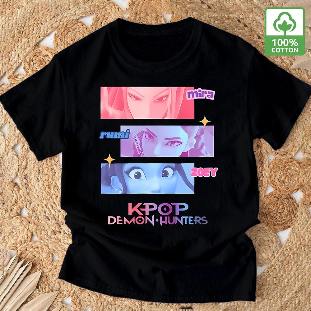 Kpop Demon Hunter Tshirt Summer New HD Tiger Print Pure Cotton Breathable Tshirt for Men and Women Round Neck Casual Soft Top