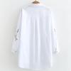 Mid-length Embroidered Plus Size Shirt, Pure Cotton Loose Long-sleeved Shirt, Women's Plus Fat Plus Bottoming Shirt