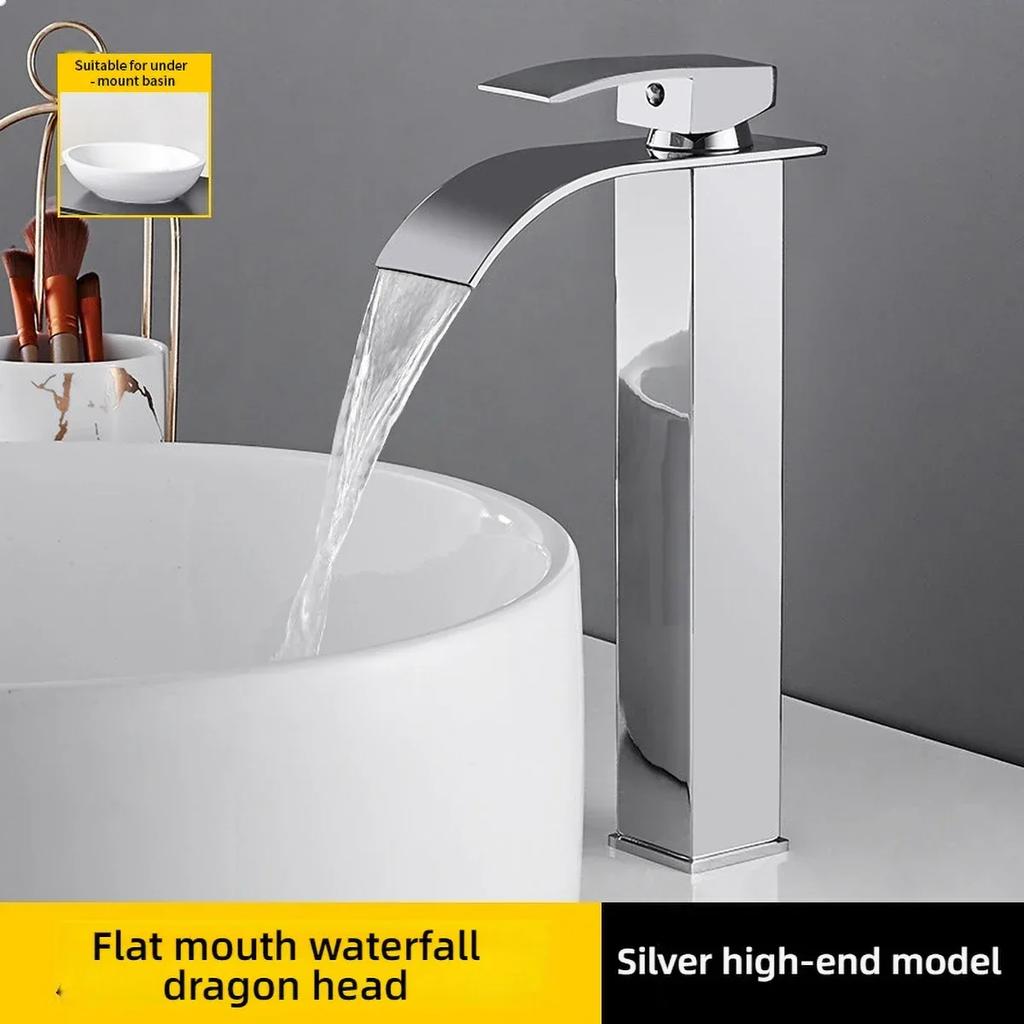 Stainless Steel Faucet Bathroom Countertop Simple Design Waterfall Outlet Tap Toilet Washbasin Faucet Accessories