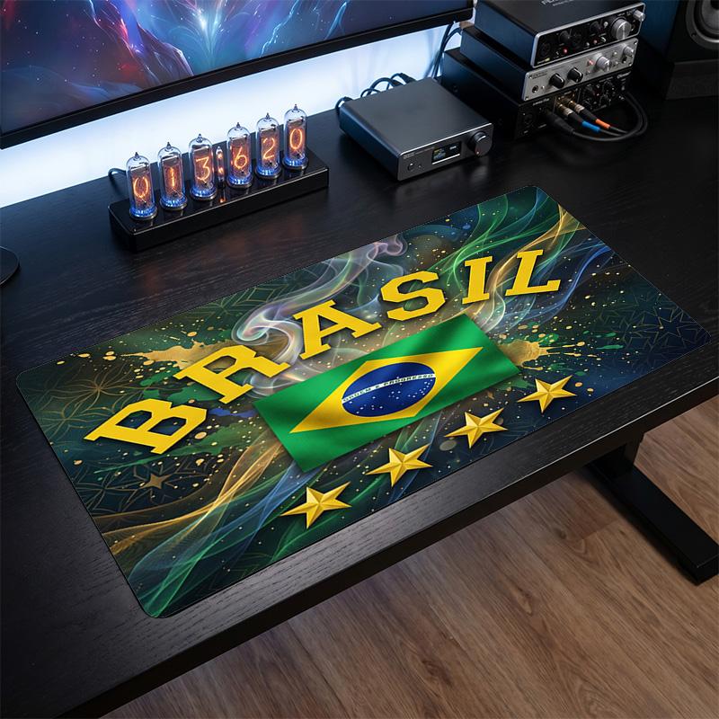 Brazil Football Crest Mouse Pad, Extended Non Slip Rubber Desk Mat for Gaming Office Laptop Fan Gift