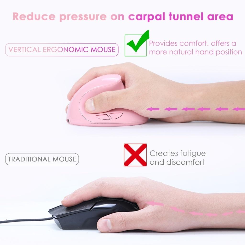 Vogek Rechargeable/Battery Vertical Mouse Wireless USB 2.4G Right Hand Ergonomic Mice for Computer Laptop Gaming Mause
