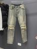 Men's Retro Patchwork Slim Zipper Jeans - Trendy Straight-Leg Style