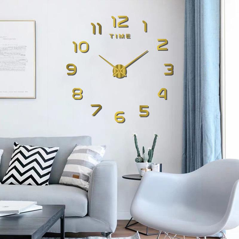 Creative Acrylic DIY Wall Clock Without Punching Restaurant Clock Mirror Silent Three-dimensional Decorative Wall Sticker Clock