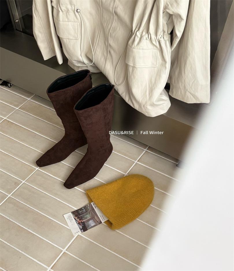 

Внутренние увеличивающие рост ретро хаки облегающие ботильоны полусапоги женская обувь 2025 новая осень и зима длинные сапоги-трубы рыцарские сапоги 39 темно-коричневого