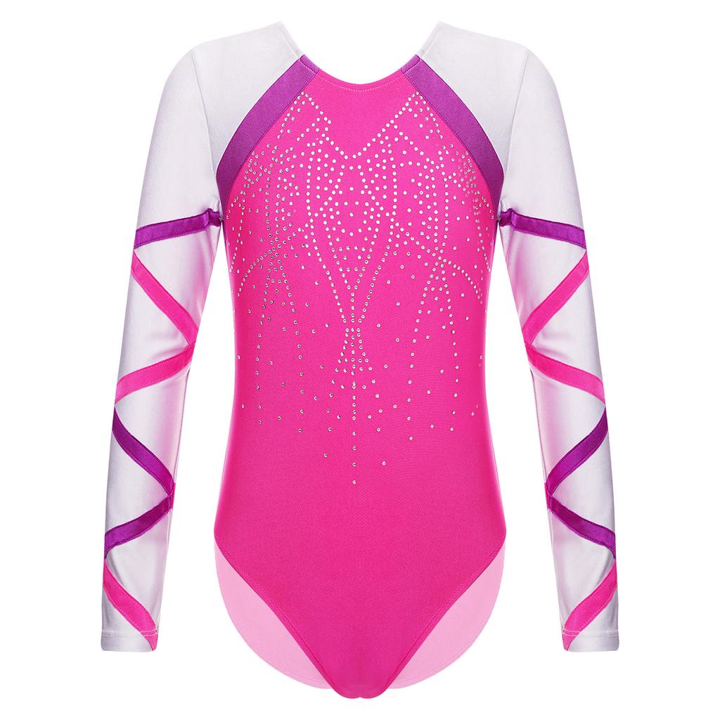 Girls Silver Long Sleeve Top YONGHS Kids Girls Shiny Long Sleeve Gymnastics Leotards Ballet 553105 - Foto 11
