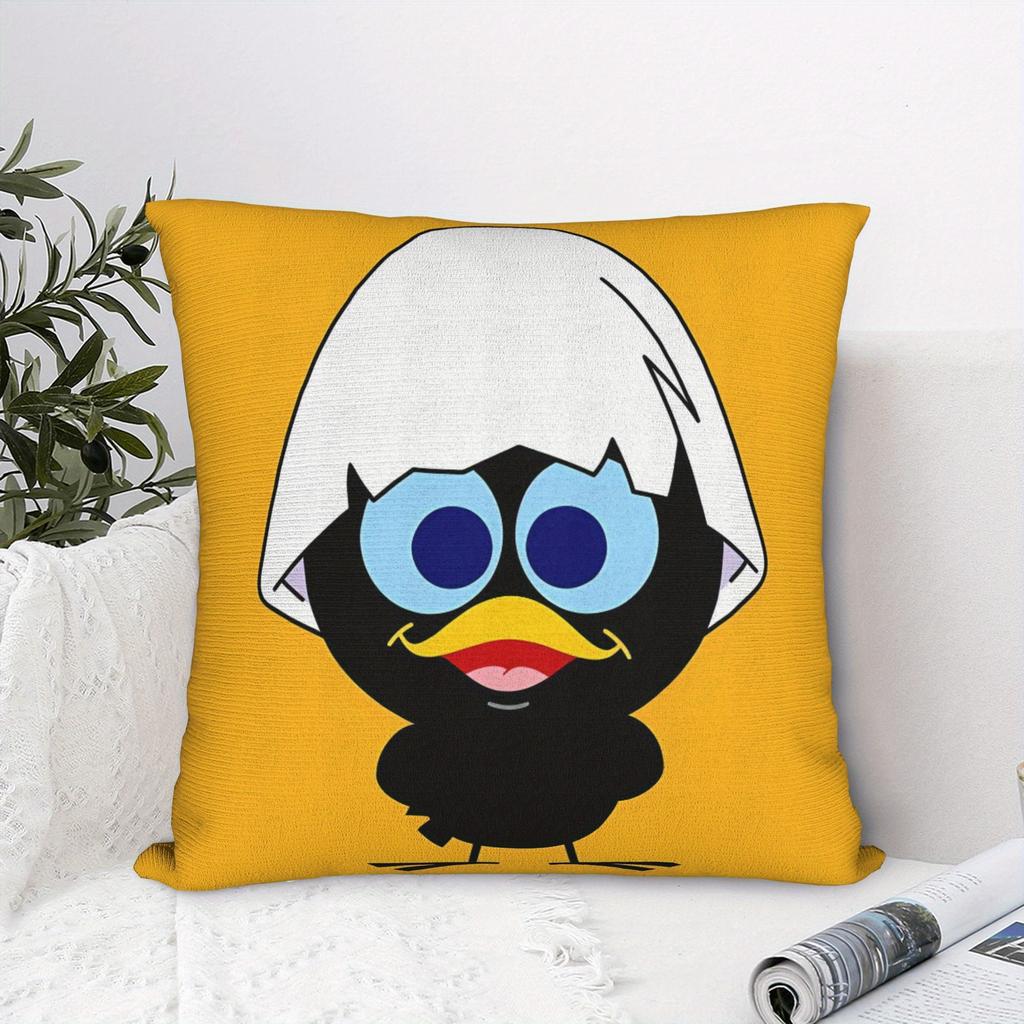 Cartoon Chicken Pillowcase Funny Eggshell Character Cushion Cover Cute Animal Home Decor Novelty Gift Idea Yellow Throw Pillow