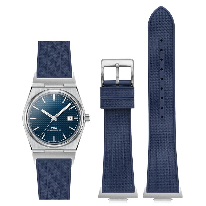 Fluoro Rubber Strap for Tissot PRX Powermatic 40mm Stainless Steel Buckle Men FKM Sport Waterproof Quick Release Watch Band 12mm