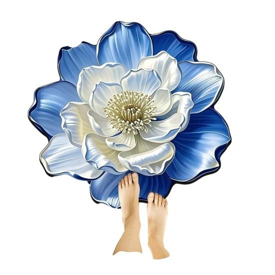 3D Flower Floor Realistic Floral Flower Shape Area Rug Bathroom Rug Decorative Mat Non-Slip