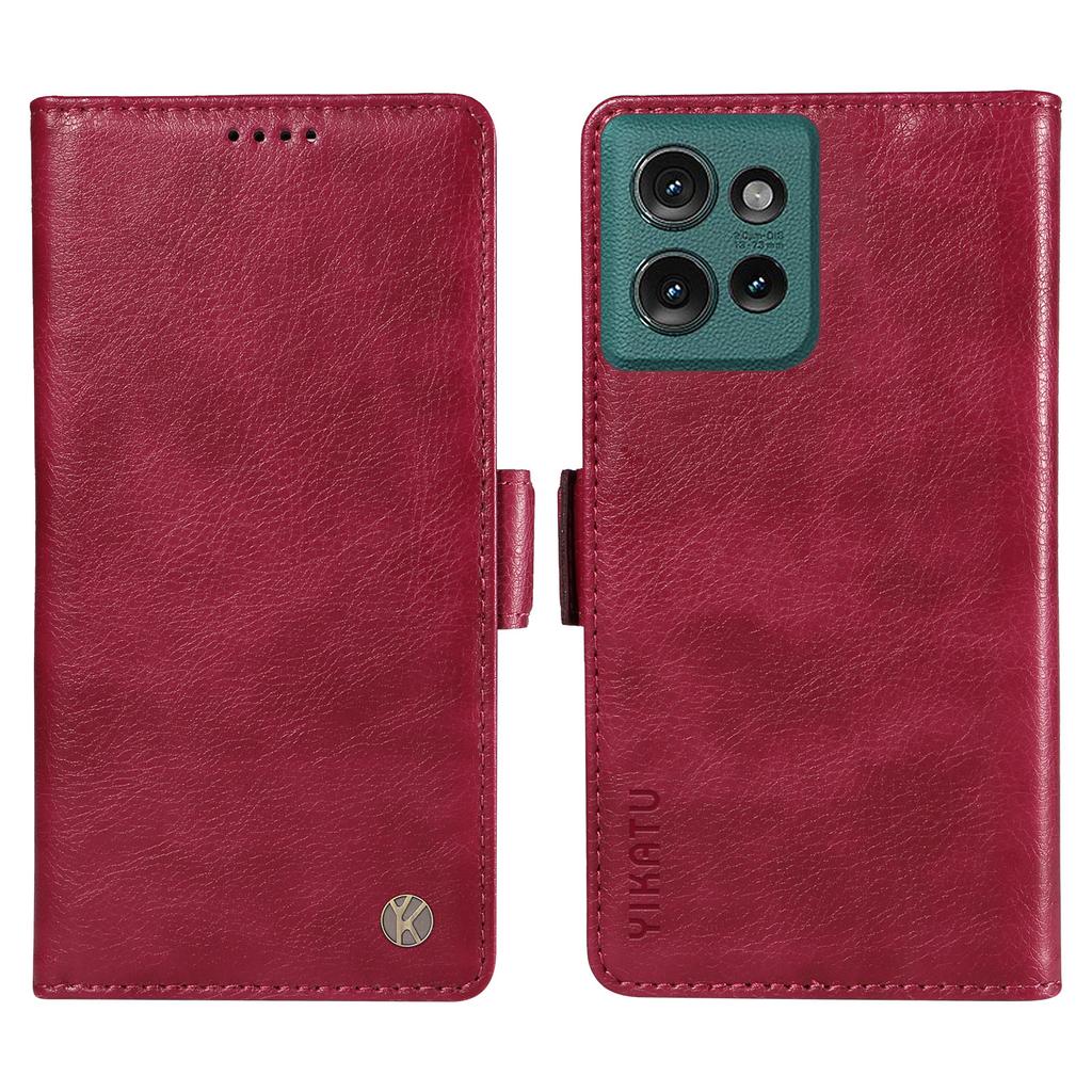 YIKATU YK-007 Für Motorola Edge 50 5G Hülle Seitliche Schnalle PU Leder Handyhülle Litschi Textur