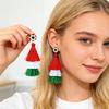 1 Pair Drop Earrings Sports-Themed Baseball Football Basketball Style Lightweight Soft Layered Tassels Red White Green Earrings Cheer Accessories