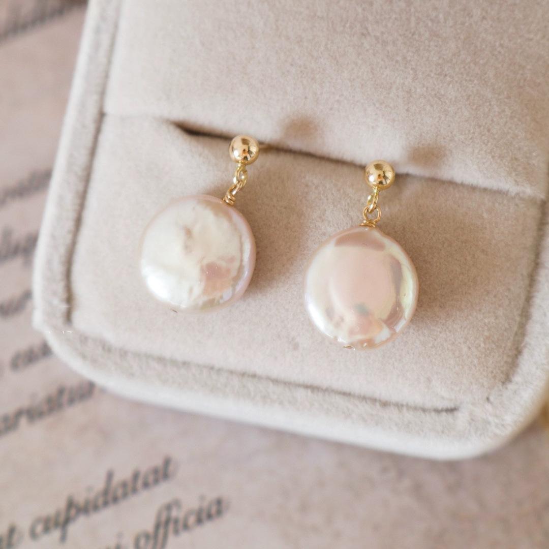Special-Shaped Button Baroque Freshwater Pearl Earrings French Retro Temperament Fashion Cold Wind Pearl Earrings