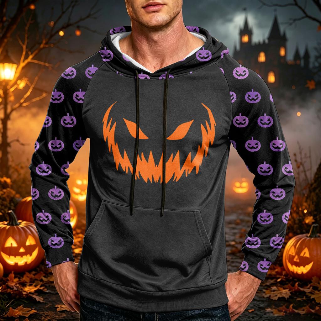 Men's Loose Fit Printed Hoodie with Pocket and Drawstring Casual Sweatshirt for Everyday Wear