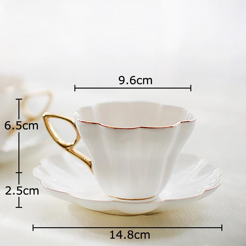 

Gold Plated Flower Edge Cup&saucer Delicate Porcelain Coffee Mug Dining Table Milk Mugs Afternoon Tea Teacup Fruits Juice Cup 180ml