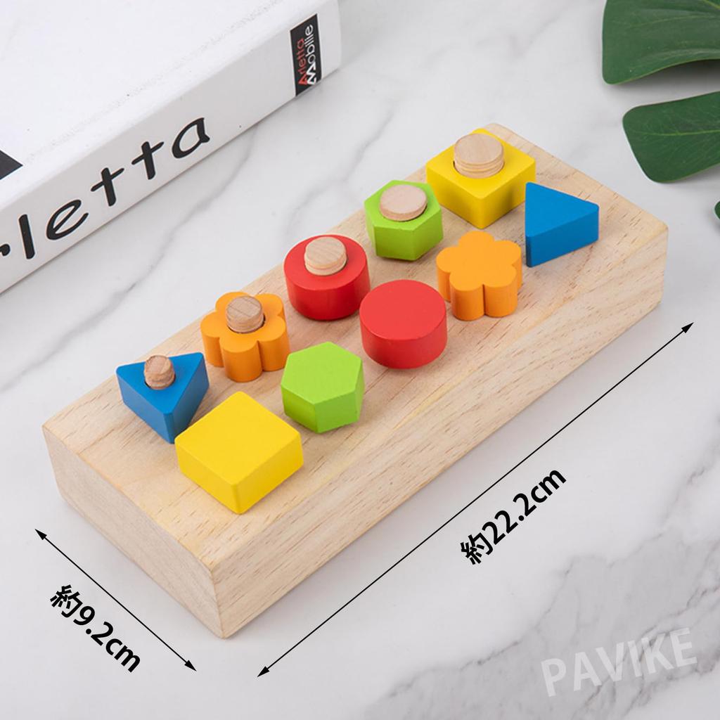 PAVIKE Screw Toys Montessori Educational Toys Wooden Bolts and Nuts Set Interesting Geometric Jigsaw Finger Color and Shape Recognition Shapes,