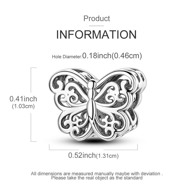 100% Real Copper Charms Bead Luminous Butterfly Dangle Fit Original Bracelet Diy For Woman Jewelry Party