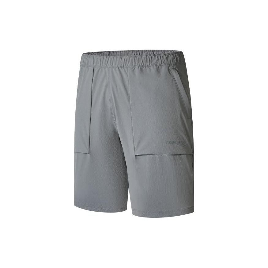 Saucony Solid Color Mid-Rise Straight Leg Breathable Sports Shorts Men shorts Medium-Gray SC2239036-1