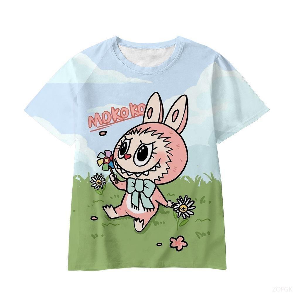 Summer Cute Labubu Cartoon Print Children's T-shirt Boys and Girls' Student Trendy Top