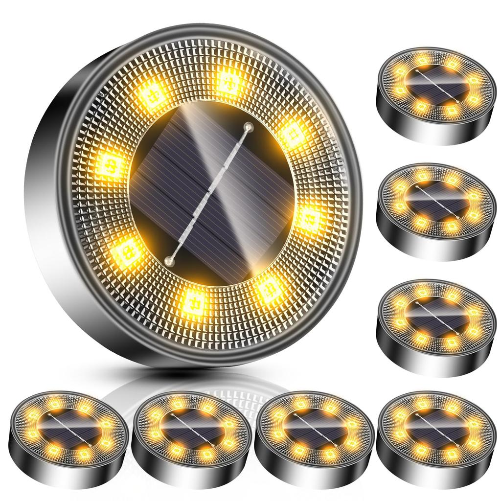 Outdoor Solar Light, Recessed, IP68 Waterproof, Garden Light, Automatic Lighting, Light Sensor, Solar Powered, No Electricity Costs, 8 High