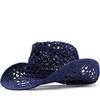 Straw Beach Sun Hat Hollow Out Roll Up Jazz Hat Casual Unisex Cowboy Hat